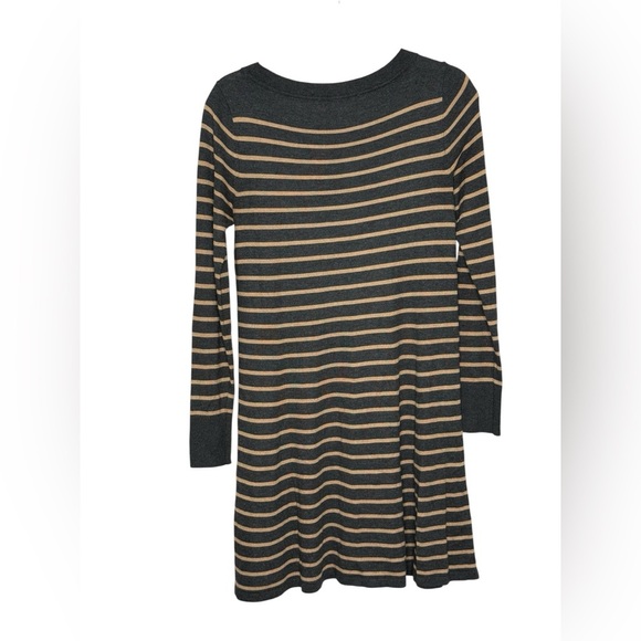 LOFT Black and Tan Striped Swing Wool Blend Sweater Dress S - Picture 3 of 5